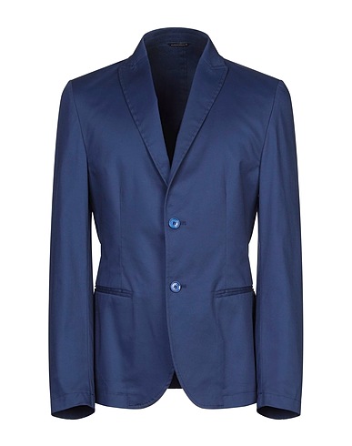 GREY DANIELE ALESSANDRINI Blazer Blue 97% Cotton, 3% Elastane