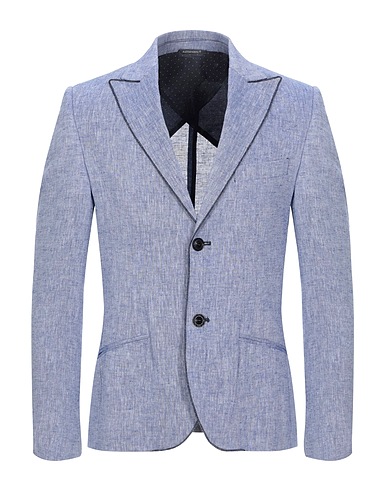 DANIELE ALESSANDRINI Blazer Blue 100% Flax, Acetate, Viscose