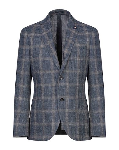 LARDINI Blazer Midnight blue 59% Wool, 33% Cotton, 8% Linen