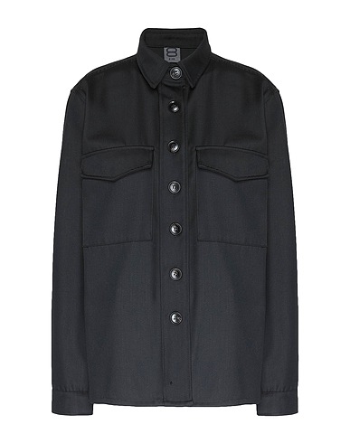 8 by YOOX Solid colour shirts & blouses Black 70% Polyester, 30% Elastane