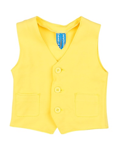 GREY DANIELE ALESSANDRINI Waistcoat Yellow 94% Cotton, 6% Elastane
