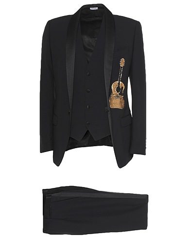DOLCE&GABBANA Suits Black 90% Virgin Wool, 7% Silk, 3% Polyester