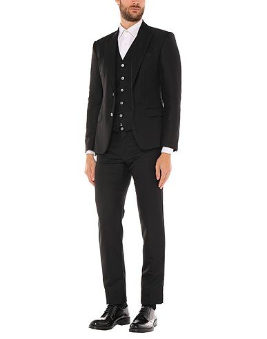 DOLCE&GABBANA Suits Black 71% Virgin Wool, 29% Silk