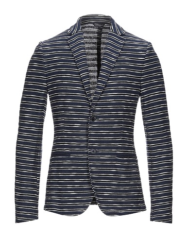 GREY DANIELE ALESSANDRINI Blazer Midnight blue 55% Cotton, 24% Polyester, 12% Acrylic, 6% Polyamide, 3% Other Fibres