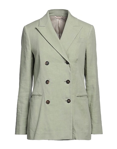 BRUNELLO CUCINELLI Jackett Salbeigrün 65% Leinen, 34% Baumwolle, 1% Elastan, Messing