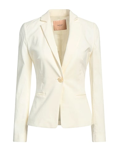 TWINSET Blazer White 74% Viscose, 22% Polyamide, 4% Elastane, Polyester