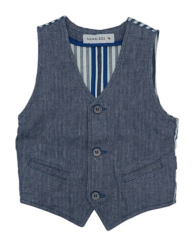 MANUEL RITZ Suit vest Blue 66% Linen, 31% Cotton, 3% Elastane