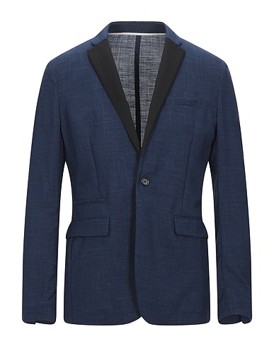 PAOLO PECORA Blazer Midnight blue 50% Polyester, 25% Wool, 18% Linen, 5% Polyamide, 2% Elastane