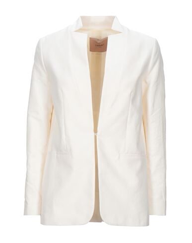 Twinset Woman Blazer Ivory Size 14 Cotton, Linen In White