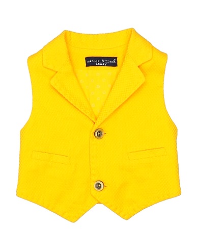 MANUELL & FRANK Suit vest Yellow 98% Cotton, 2% Elastane