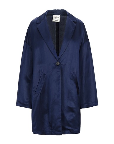 SEMICOUTURE Full-length jacket Midnight blue 40% Viscose, 33% Linen, 27% Acetate