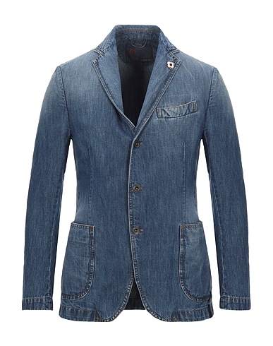LARDINI Blazer Blue 62% Cotton, 38% Linen