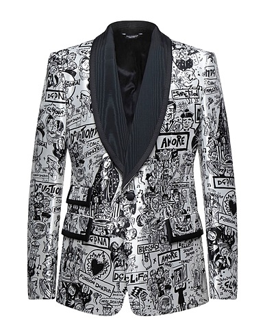 DOLCE&GABBANA Blazer White 91% Silk, 8% Viscose, 1% Polyester