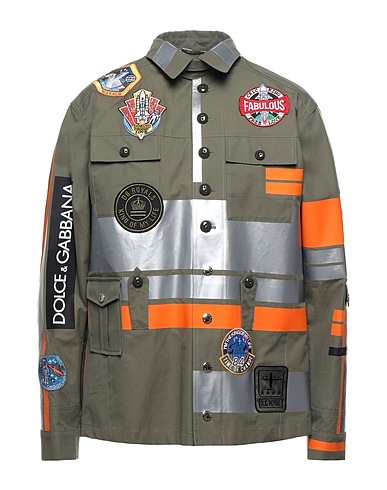 DOLCE&GABBANA Jacket Military green 90% Cotton, 10% Polyurethane, Viscose, Polyamide, Metal