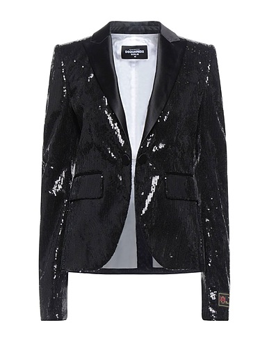 DSQUARED2 Blazer Black 100% Polyester, Cotton, Elastane, Silk