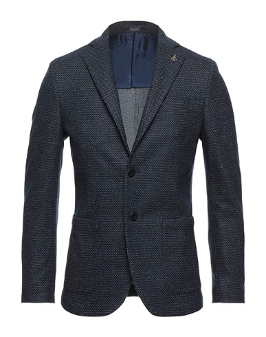 PAOLONI Blazer Midnight blue 50% Cotton, 35% Virgin Wool, 13% Polyamide, 2% Cashmere