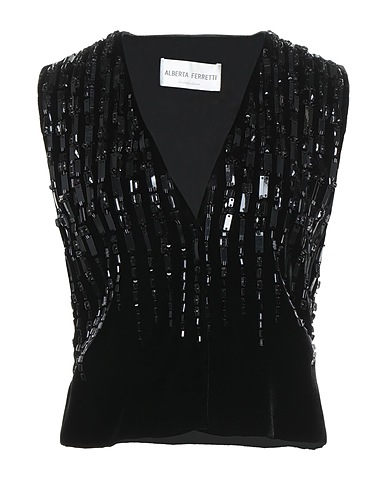ALBERTA FERRETTI Waistcoat Black 69% Viscose, 31% Cupro, Metal, Glass