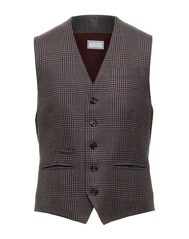 BRUNELLO CUCINELLI Waistcoat Camel 59% Wool, 38% Linen, 3% Silk