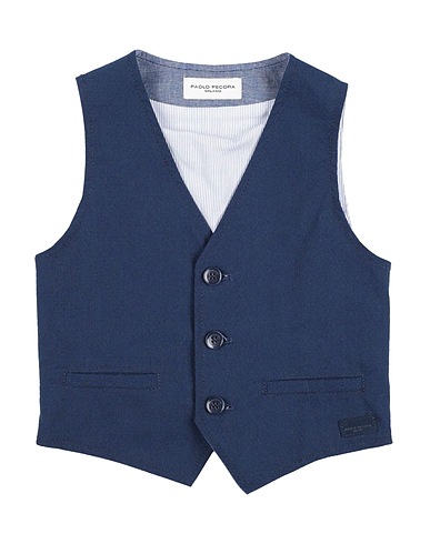 PAOLO PECORA Gilet de costume Bleu 67% Coton, 31% Polyester, 2% Élasthanne