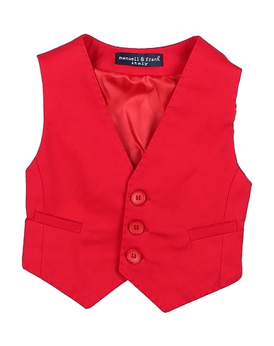 MANUELL & FRANK Waistcoat Red 98% Cotton, 2% Elastane