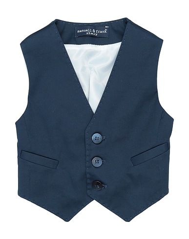 MANUELL & FRANK Waistcoat Midnight blue 98% Cotton, 2% Elastane