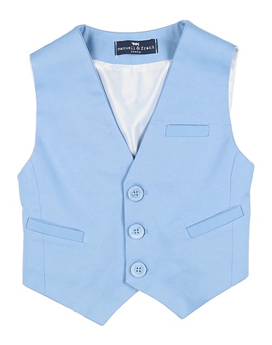 MANUELL & FRANK Waistcoat Light blue 98% Cotton, 2% Elastane