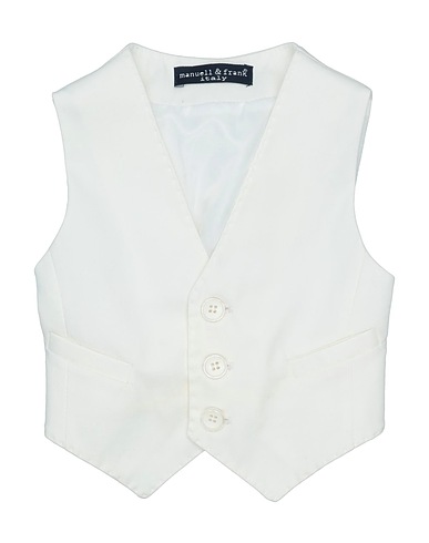MANUELL & FRANK Waistcoat White 98% Cotton, 2% Elastane