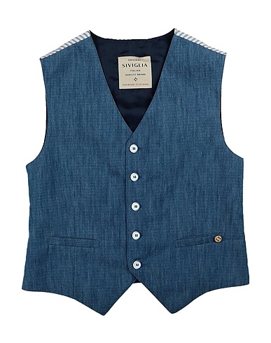 SIVIGLIA Waistcoat Blue 88% Cotton, 10% Linen, 2% Elastane