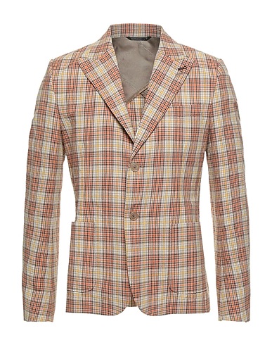 GREY DANIELE ALESSANDRINI Blazer Orange 78% Cotton, 19% Polyester, 2% Polyamide, 1% Elastane