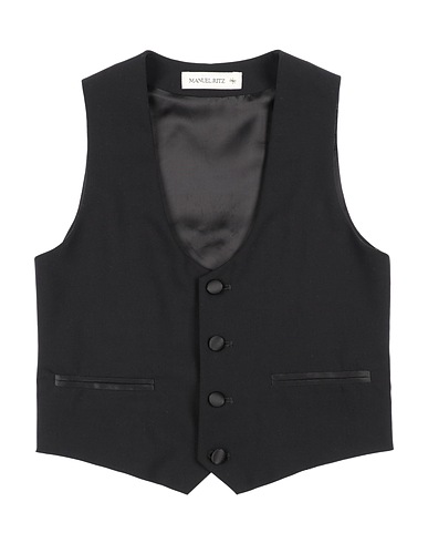 MANUEL RITZ Waistcoat Black 68% Polyester, 28% Viscose, 4% Elastane