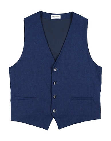 PAOLO PECORA Waistcoat Midnight blue 68% Polyester, 29% Viscose, 2% Polyamide, 1% Elastane