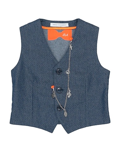 DANIELE ALESSANDRINI Waistcoat Blue 67% Cotton, 30% Polyester, 3% Elastane
