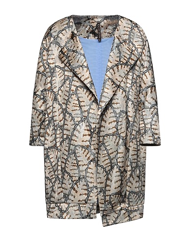 MANILA GRACE Full-length jacket Beige 60% Polyester, 20% Viscose, 17% Cotton, 3% Polyamide