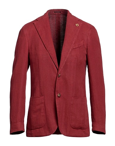 LARDINI Blazer Brick red 34% Cotton, 34% Ramie, 30% Linen, 2% Elastane