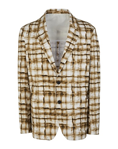 8 by YOOX テーラードジャケット COTTON PRINTED OVERSIZE SINGLE-BRESTED BLAZER ベージュ コットン 98% / ポリウレタン 2%