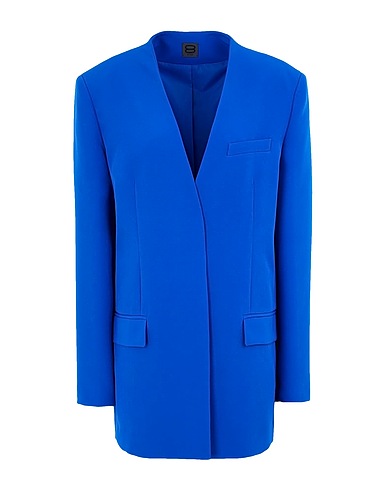 8 by YOOX Blazer LAPELLESS BLAZER
 Bright blue 90% Polyester, 10% Elastane