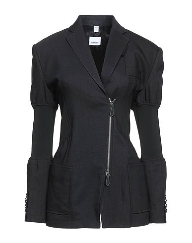 BURBERRY Blazer Black 55% Ramie, 42% Viscose, 3% Elastane, Polyamide, Calfskin