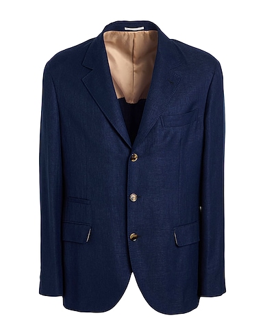 BRUNELLO CUCINELLI Blazer Navy blue 49% Linen, 32% Wool, 19% Silk