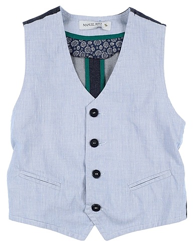 MANUEL RITZ Waistcoat Sky blue 97% Cotton, 3% Elastic fibres
