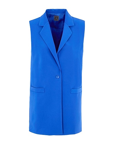 8 by YOOX Blazer SLEEVELESS SINGLE-BREASTED BLAZER Blue 90% Polyester, 10% Elastane