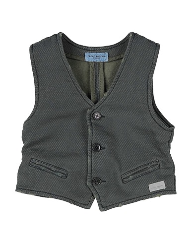 PAOLO PECORA Waistcoat Military green 99% Cotton, 1% Elastane
