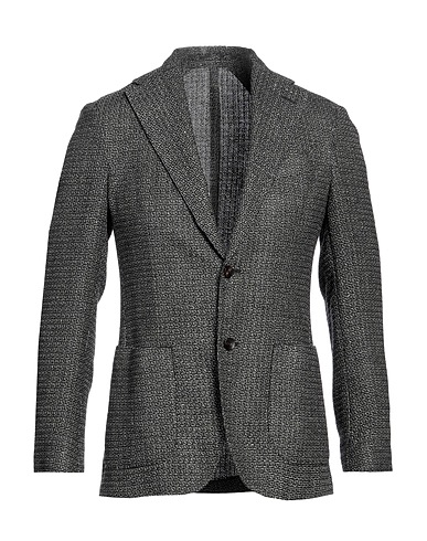 LARDINI Blazer Dark green 41% Wool, 19% Silk, 18% Cotton, 16% Linen, 6% Polyamide
