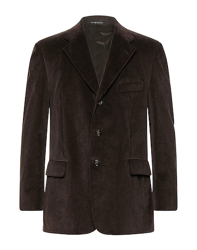 BRITISH CLUB Blazer Dark brown 98% Cotton, 2% Elastane