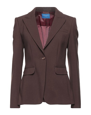 STRENESSE BLUE Blazer Dark brown 63% Polyester, 27% Viscose, 7% Cotton, 3% Elastane