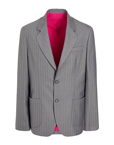 8 by YOOX Blazer TONE ON TONE STRIPED OVERSIZE BLAZER Grey 69% Polyester, 31% Viscose