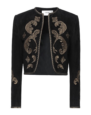CELINE Blazer Black 100% Goat skin, Metallic fiber