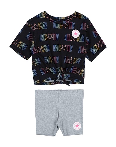 CONVERSE Kids’ co-ord TIE FRONT TOP & BIKER SHORT SE
 Black 100% Cotton