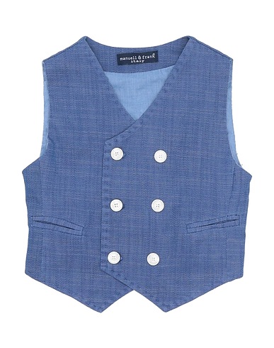 MANUELL & FRANK Suit vest Blue 80% Cotton, 20% Polyester