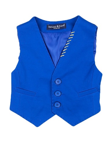 MANUELL & FRANK Waistcoat Bright blue 98% Cotton, 2% Elastane