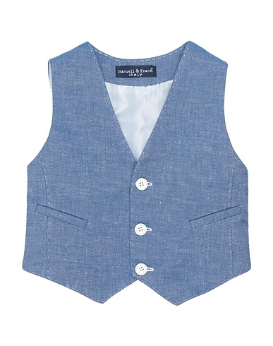 MANUELL & FRANK Waistcoat Blue 50% Linen, 30% Cotton, 20% Polyester